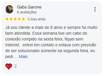 Avaliação Google PomboNet 8